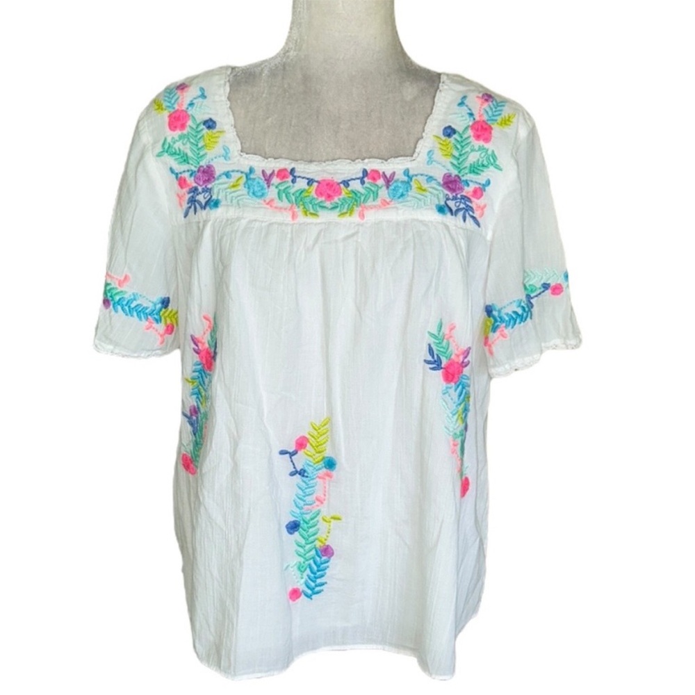 Lilly Pulitzer Tamryn White Embroidered Scalloped Crochet Lace Trimmed Top - Picture 4 of 9